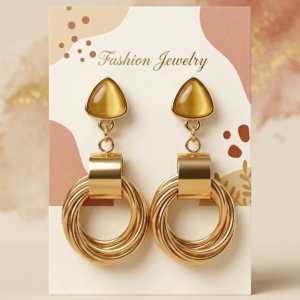 Golden Twist Geometric Statement Earrings