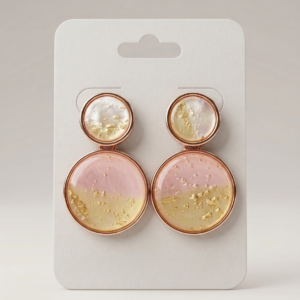 Rose Gold & Blush Pink Resin Drop Earrings with Gold Foil Accent